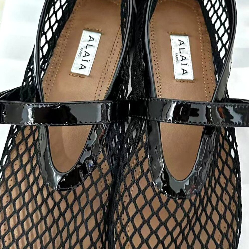 Alaia black fishnet ballet flats  NWT NEW